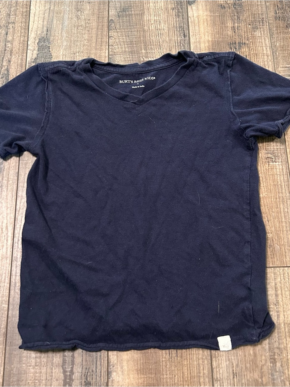 Burt's Bees Baby V-Neck T-Shirt Navy Blue Size 5 Organic Cotton